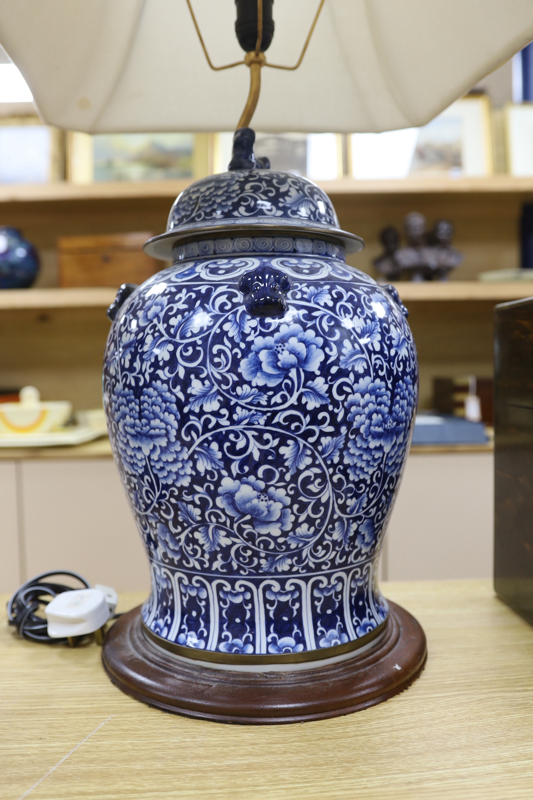 A pair of Chinese blue and white lamp bases